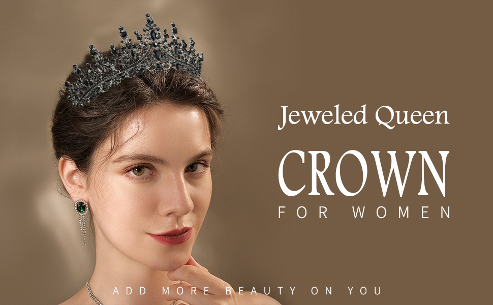 jeweled queen crown for women, add more beauty on you